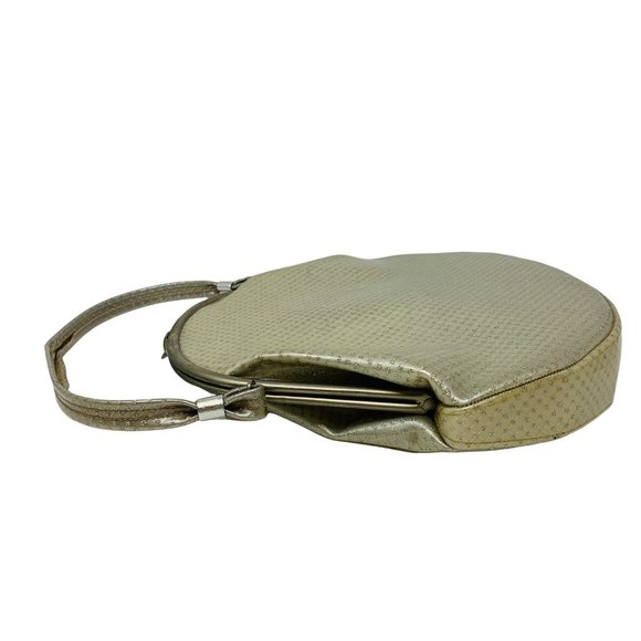 Vintage 1950s Silver Glitter Purse Plastic Top Handle Dotted Large Handbag - Picture 3 of 10